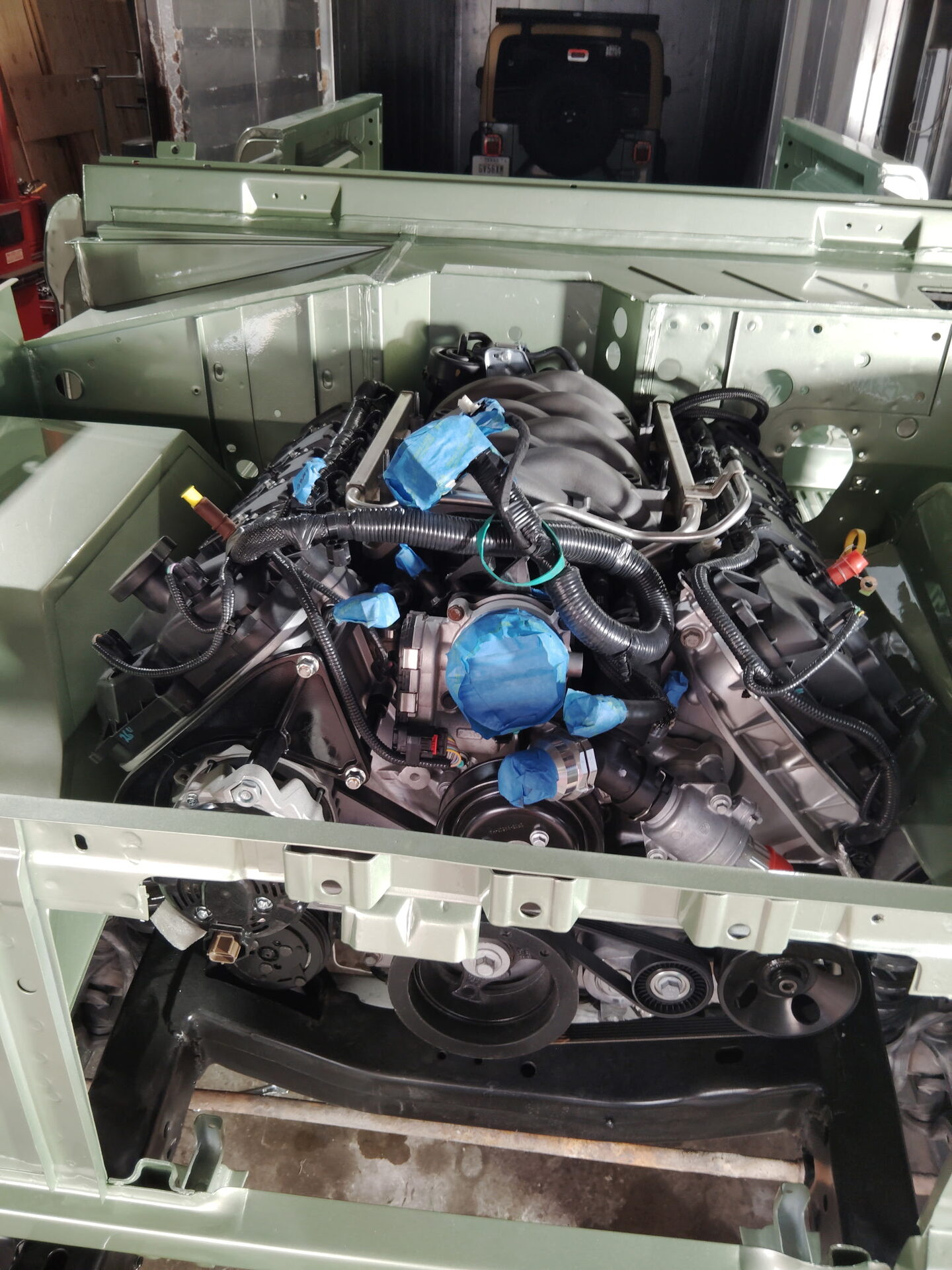 Coyote V8 installation in the Bronco