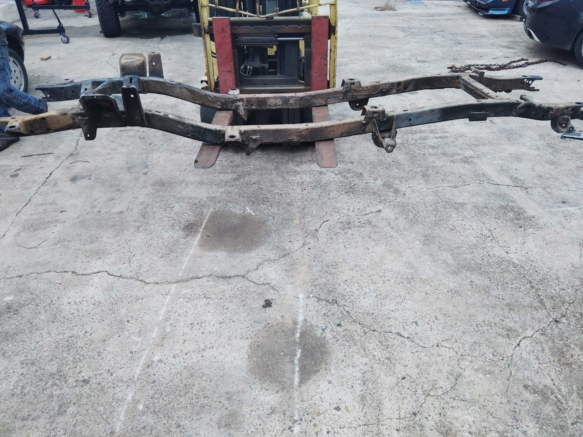 Bare Defender frame at the start of the build