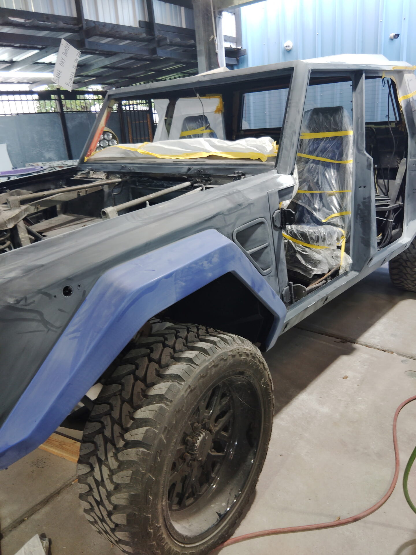 Defender chassis during fabrication