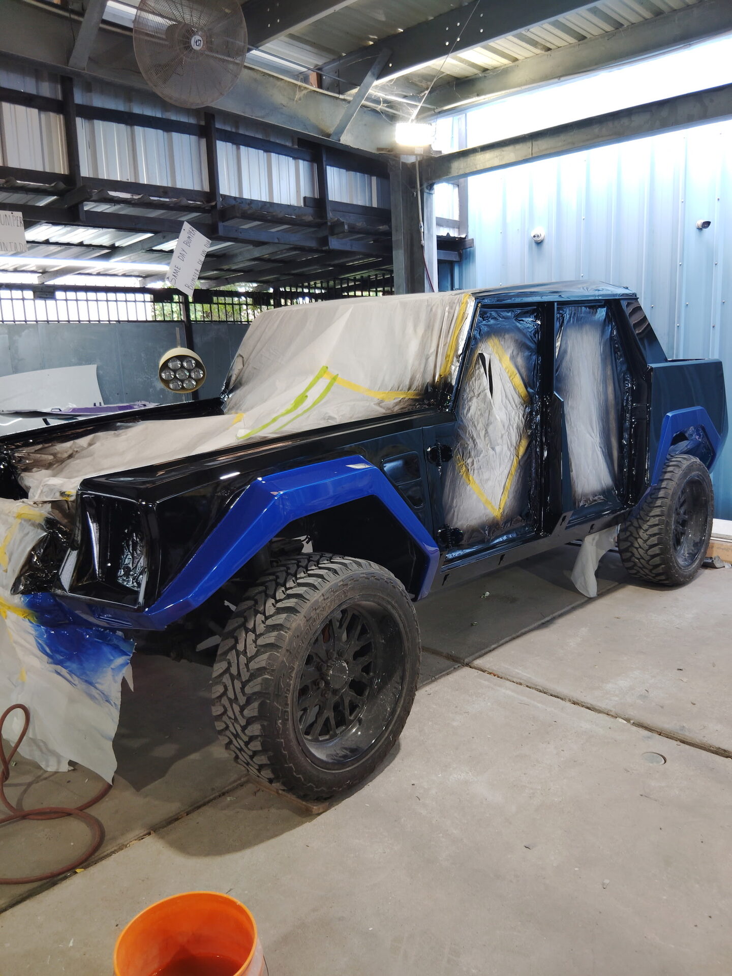 Land Rover Defender in paint preparation