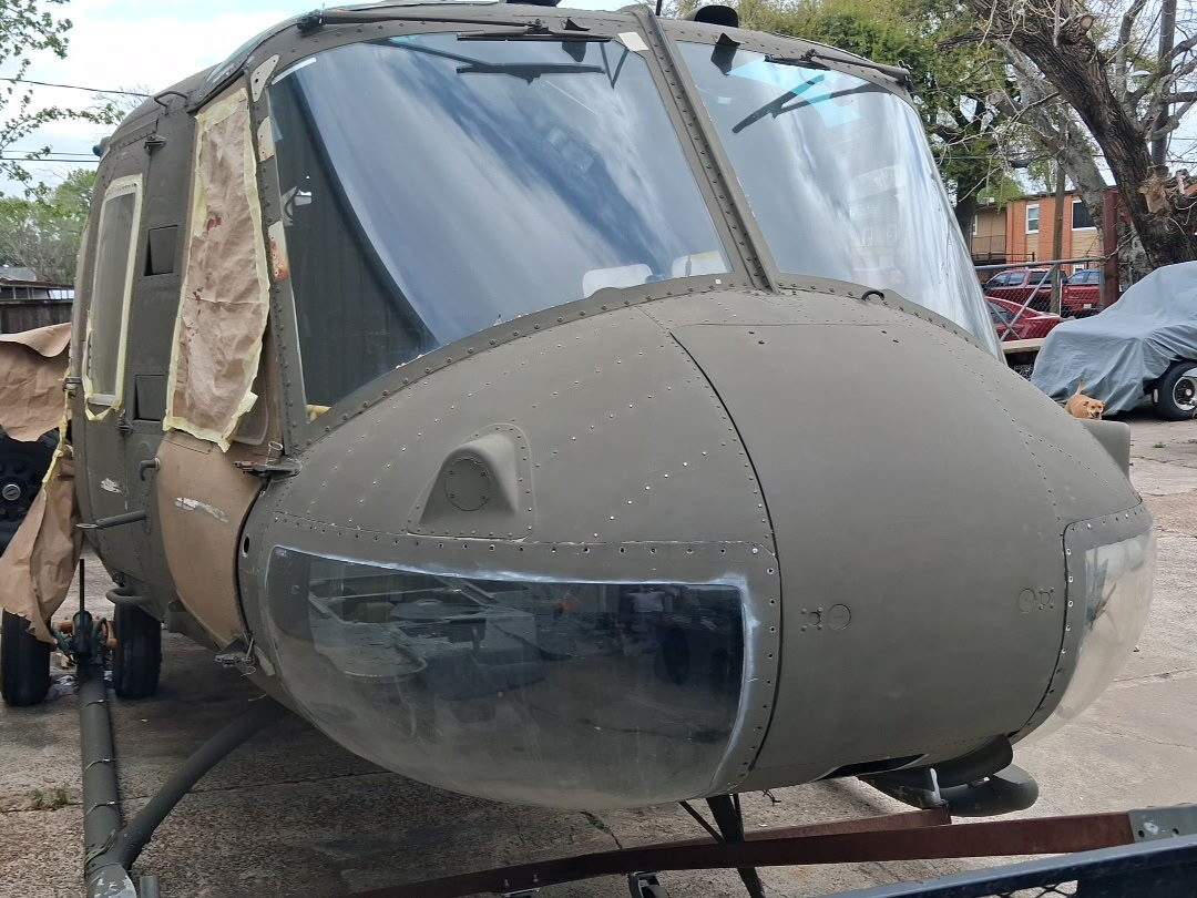 Military helicopter fuselage undergoing fabrication in the shop