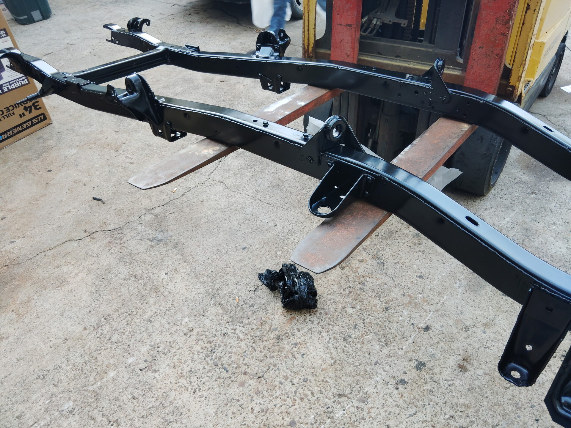 Powder coated vehicle frame